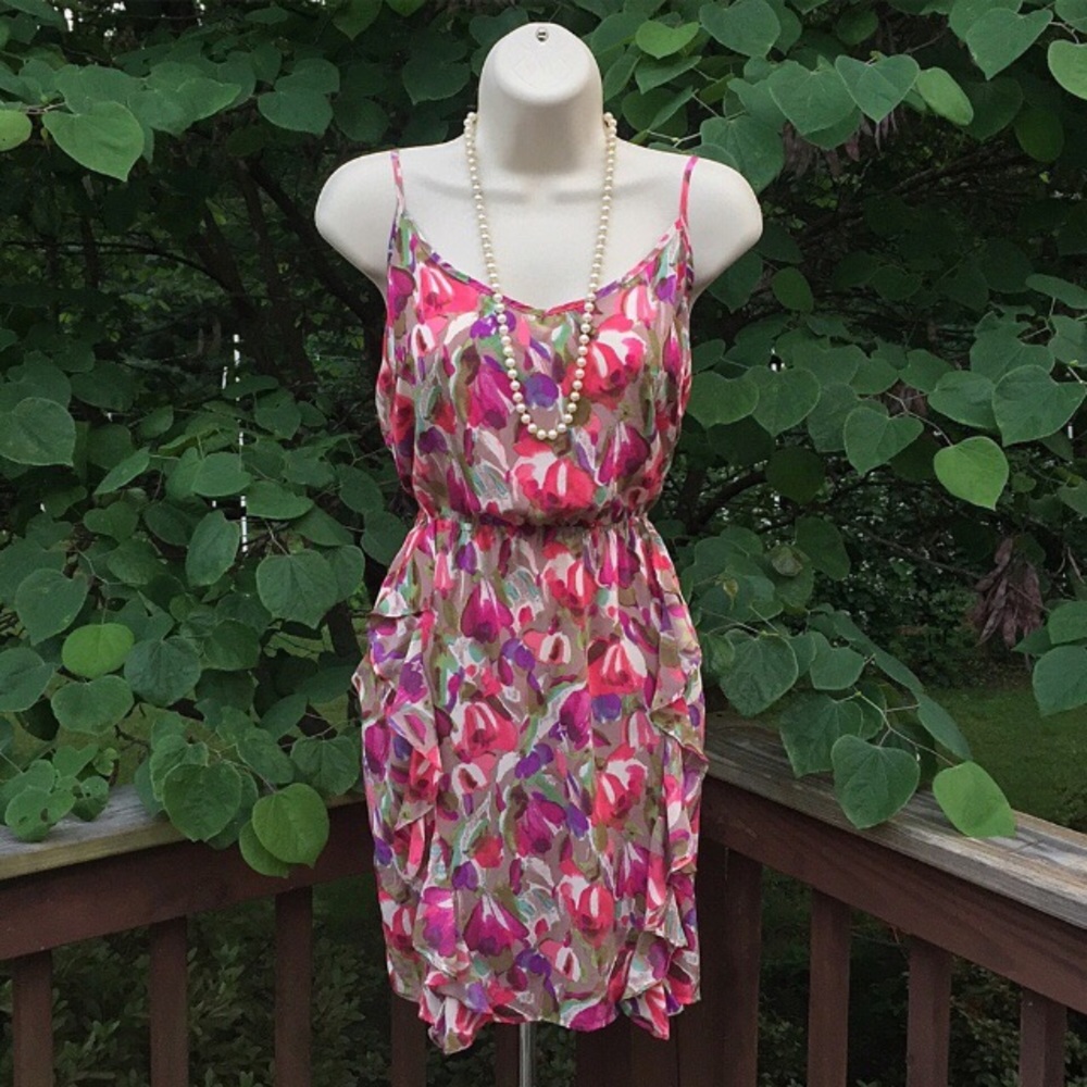 Colorful silk floral dress